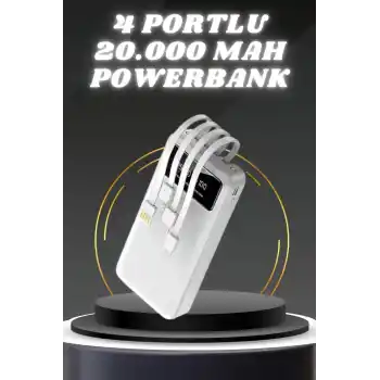 Powerbank Şarj Cihazı 4 Çıkışlı 20.000 MAH Powerbank Kompakt Yüksek Kapasiteli Hızlı Şarj