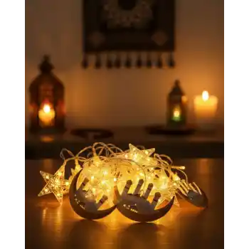 Ramazan Dekorasyonu İçin 3 Metre Hilal Yıldız LED Işık