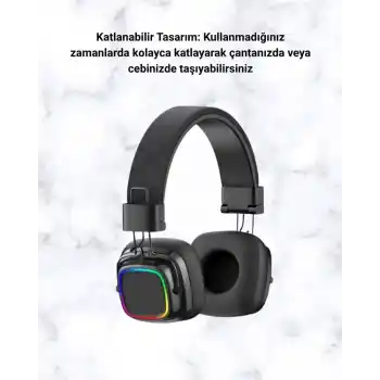 Renkli Işık Efektli Bluetooth 5.3 Müzik Kulaklığı