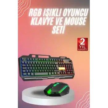 RGB Işıklı   Klavye Q Klavye Mouse Hediyeli