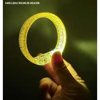 Sarı Led Işıklı Baskı Yapılabilen Pilli Bileklik Bilezik