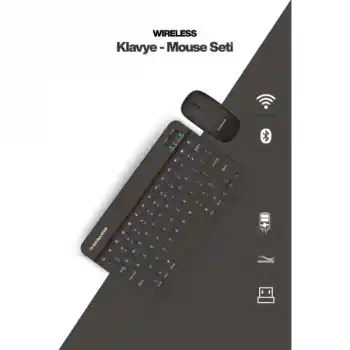 Siyah Kablosuz Klavye Ve Mouse Seti