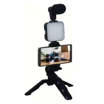 Telefon Tutucu Mikrofonlu Işıklı Youtuber Video Kayıt