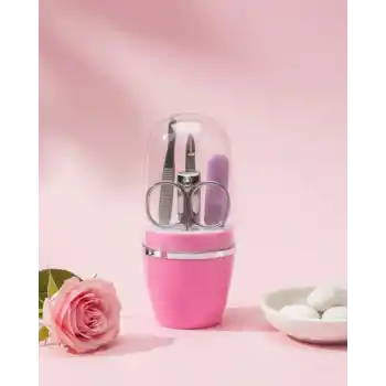 Tırnak Bakım Manikür Pedikür Seti 4 Parça Pembe Ev ve Seyahat Uyumlu