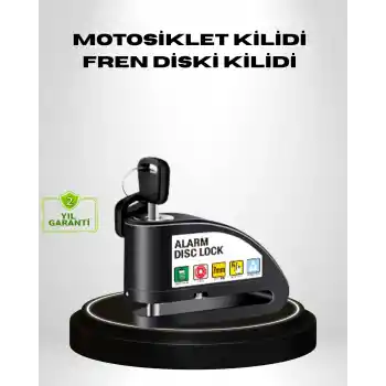 Titreşim Sensörlü Alarmlı Motosiklet Disk Kilidi 14mm Çelik Çift Kilitleme