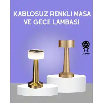 Touch Gece Lambası – Dokunmatik Kontrol, Kablosuz Kullanım, Metal Gövde
