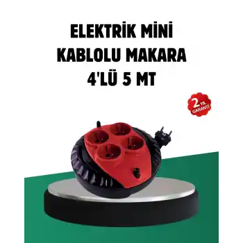 Türkiye Üretimi 5 Metre 4 Prizli Kablolu Makara