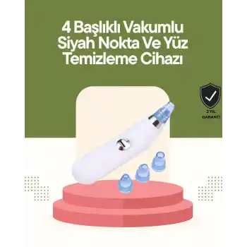 USB Destekli 4 Başlıklı Siyah Nokta Vakum Cihazı – Gözenek Temizleyici ve Cilt Yenileyici Bakım Aleti