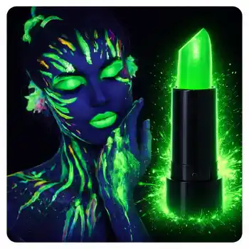 UV Neon Yeşil Ruj – Karanlıkta Parlayan Makyaj Boyası