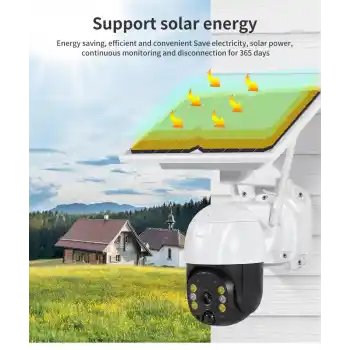 Wifi Uygulamalı Gece Görüşlü Solar Güneş Enerjili Kamera Akıllı Dış Mekan Güvenlik Kamerası