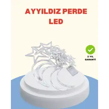 Yıldız Ay Tasarımlı Prizli Perde LED Işık İç Mekan Dekoru