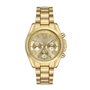 Zarif ve Şık Özel Tasarım Roma Rakam Detaylı Metal Bayan Kol Saati (gold)