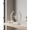 3D Zen Heykeli Beyaz Ay İçinde Meditasyon Figürü Dekoratif Obje