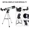 50x360 Mini Teleskop Kara Uzay Teleskobu Aliminyum Gövde Tripodlu