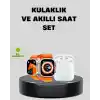 S8 Ultra Akıllı Saat ve Bluetooth Kablosuz Kulaklık 2’li Set