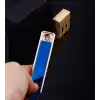 Şık Görünümlü Usb Şarjlı Rezistanslı İnce Slim Metal Çakmak (mavi)