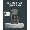 Termal Akım Korumalı 6’lı Uzatma Priz USB Type-C Hızlı Şarj 2500W