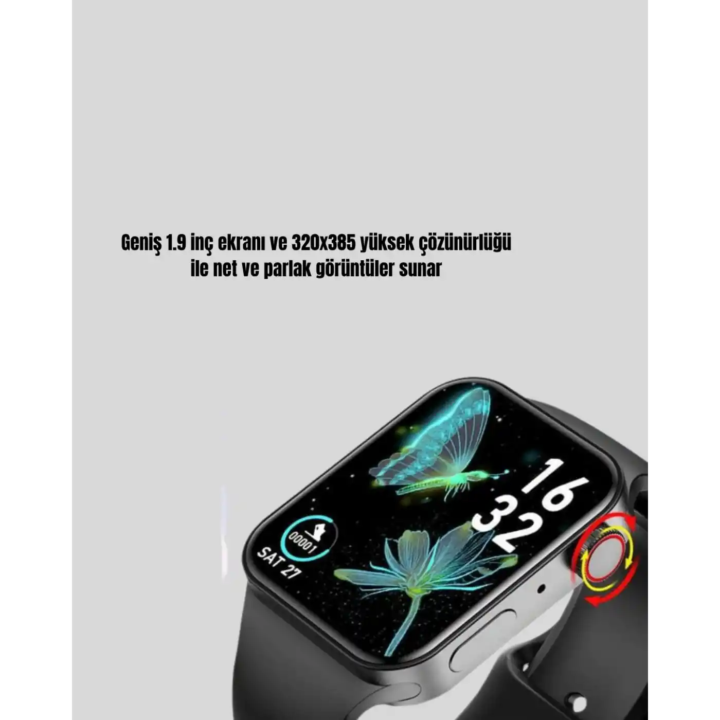 1.9 İnç Akıllı Saat – Bluetooth 5.0, Kablosuz Şarjlı, IP68 Su Geçirmez Akıllı Saat