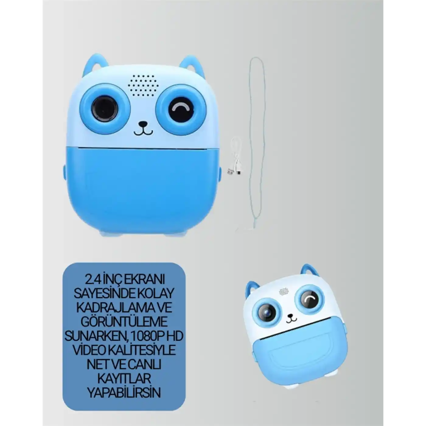 2.4” Ekranlı Mini Kamera – 1080p Kayıt + Mürekkepsiz Yazdırma