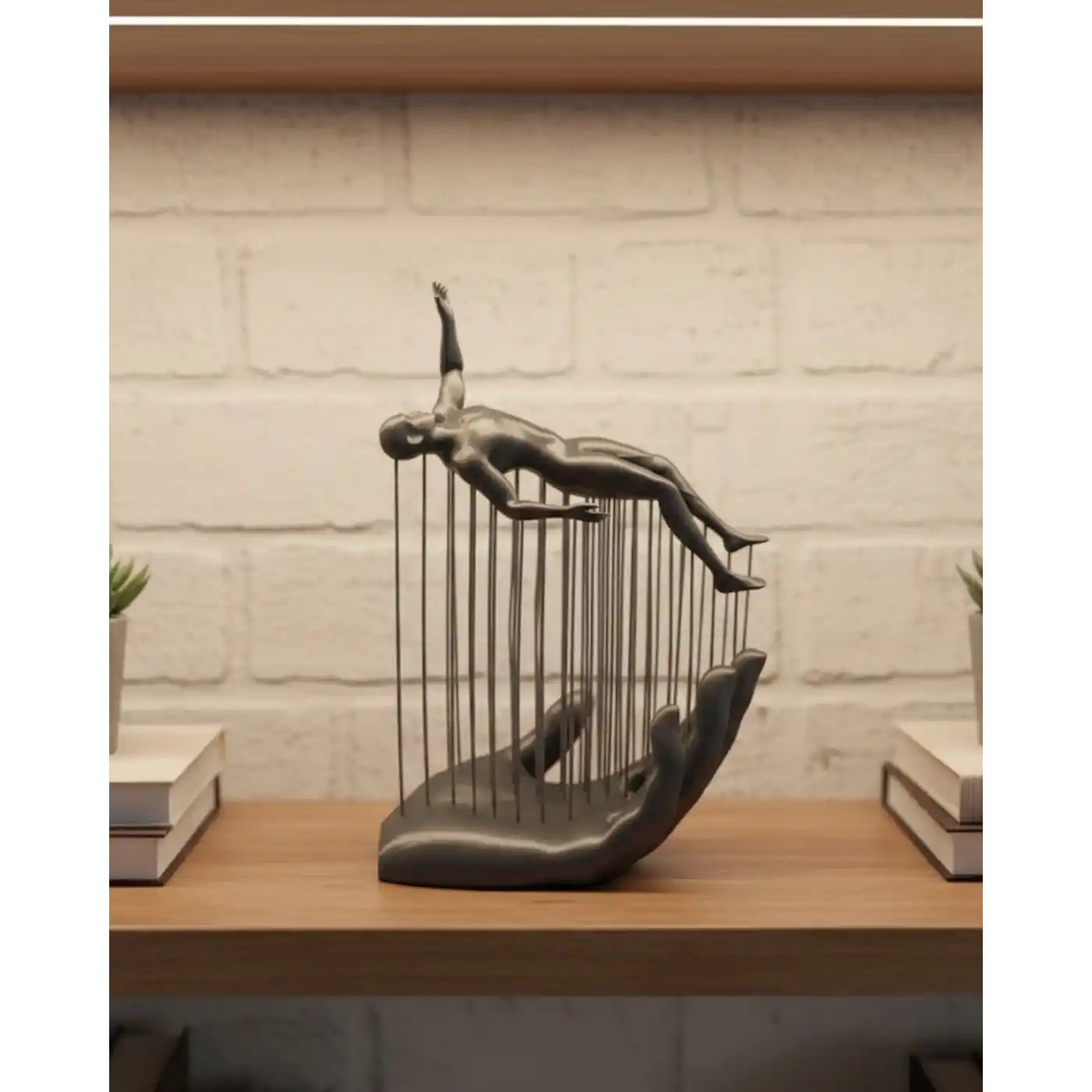 3D El Formlu İnsan Figürü Gri Soyut Tasarım Dekoratif Biblo