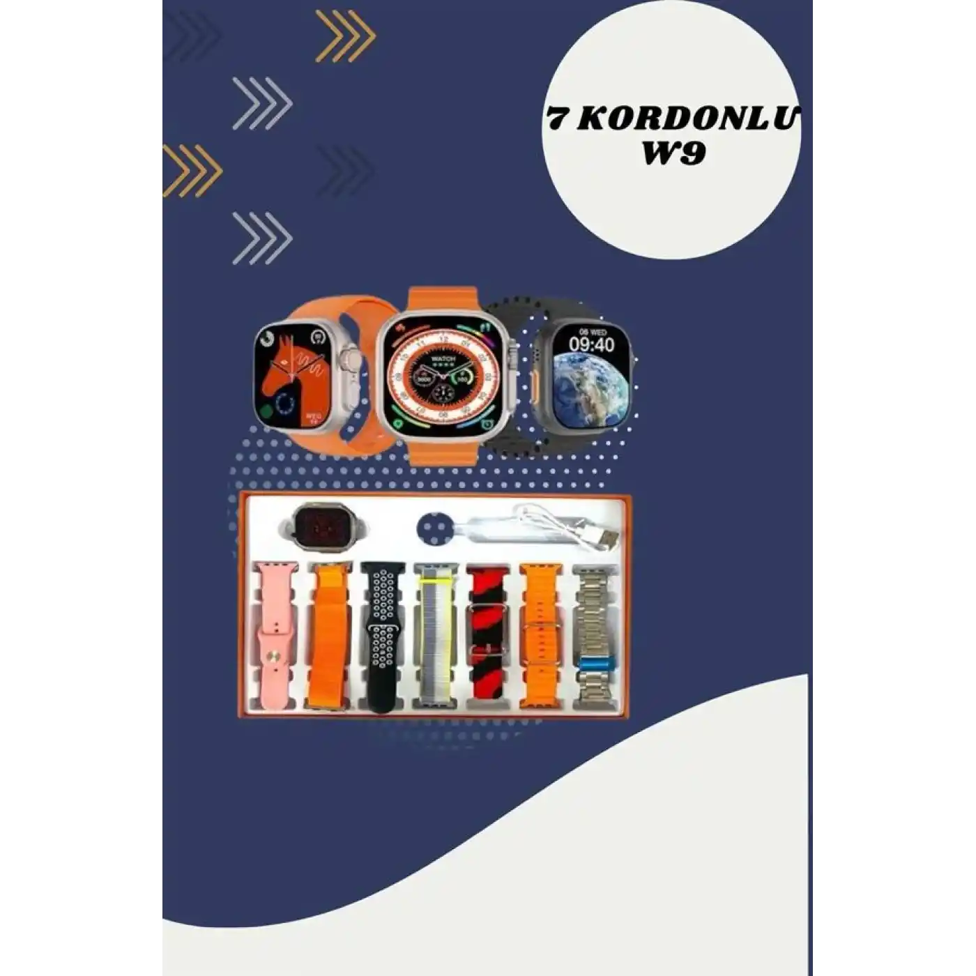 7 Kordonlu Akıllı Saat Ve 3.Nesil Kulaklık Dokunmatik Ekran Sesli Görüşme Yapabilen