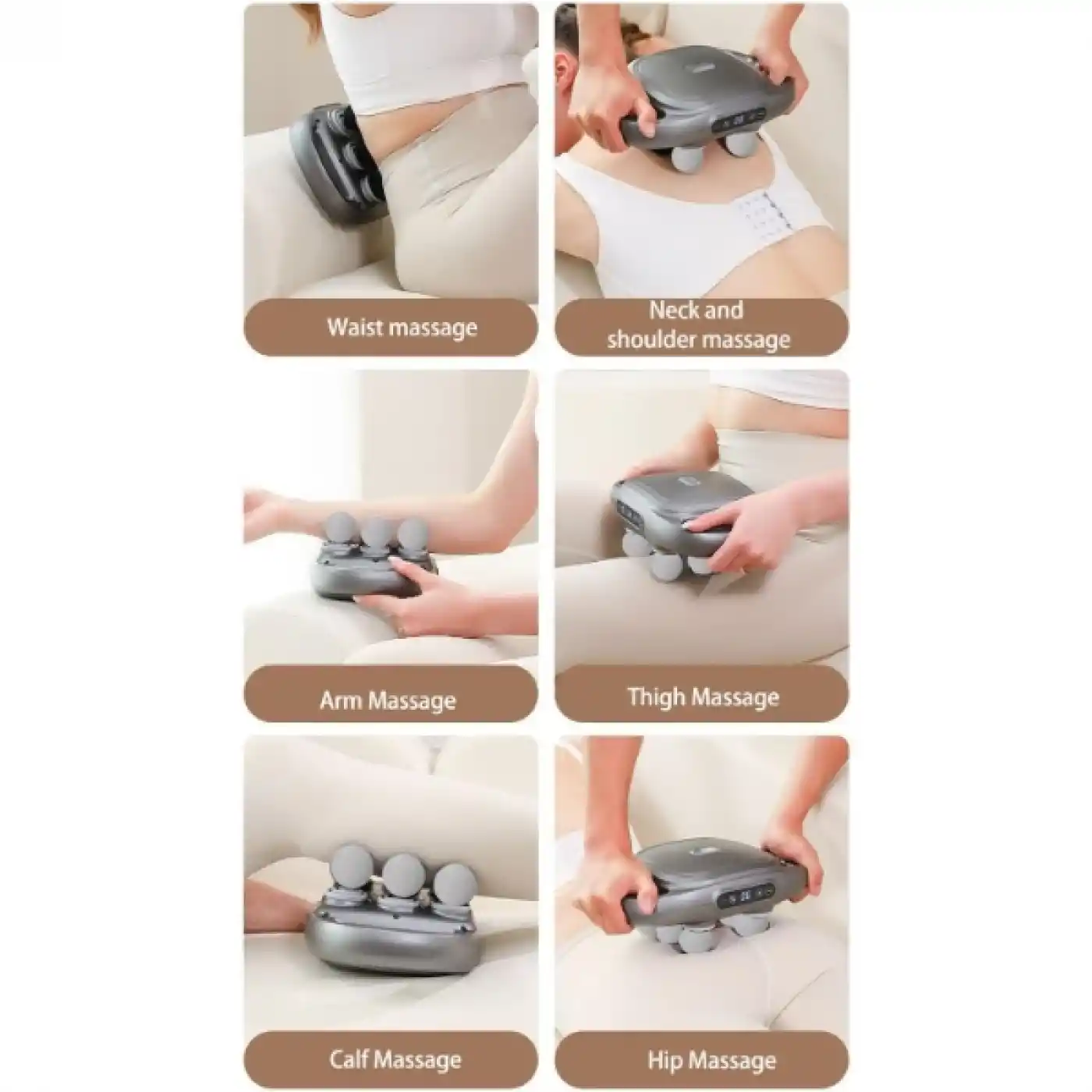8 Başlıklı Şarjlı Isıtmalı Masaj Aleti