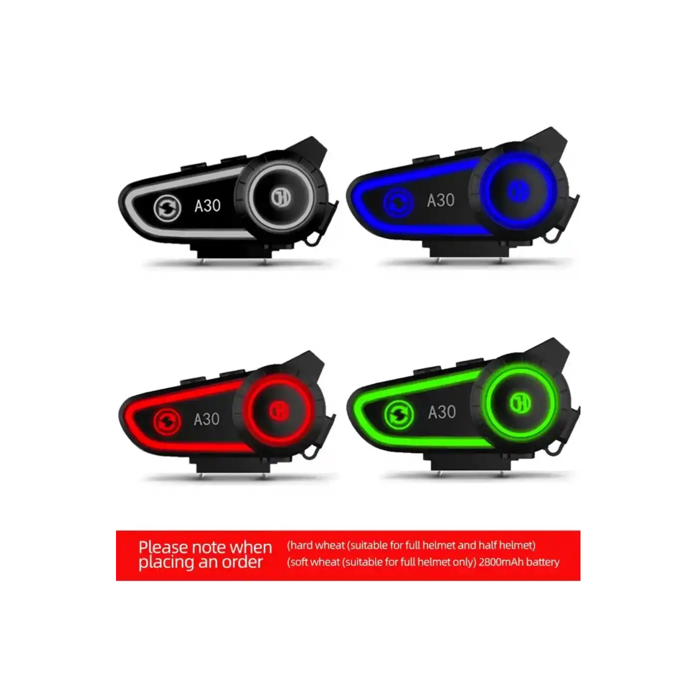 A30 Motosiklet Kask Kulaklık Intercom Işıklı 2 Eşleşme Özellikli