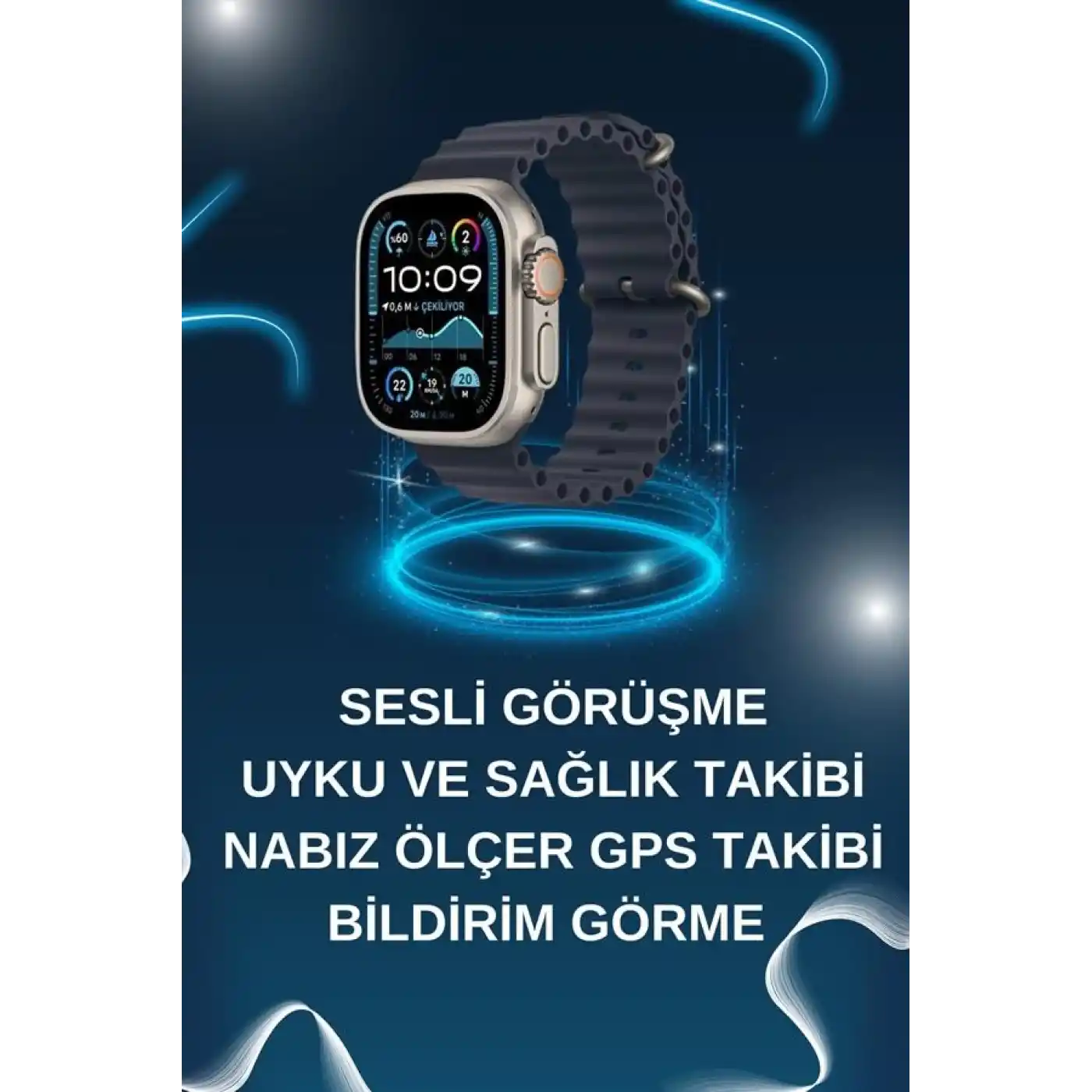 Akıllı Saat Bluetooth Bağlantılı NFC ve GPS Uyumlu Nabız Ölçer Sesli Görüşme