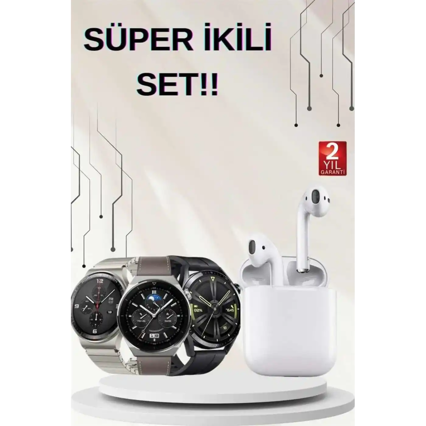 Akıllı Saat ve Kulaklık Seti Dokunmatik Ekran 5.0 Bluetooth Bağlantılı Sesli Görüşme