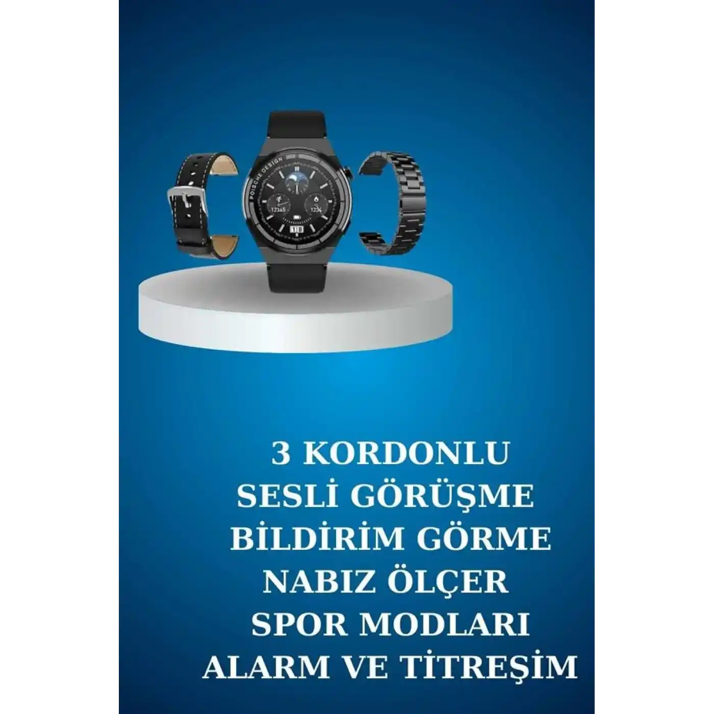Alarm ve Titreşim Özellikli Akıllı Saat ve Mikrofonlu Kablolu Bluetooth Kulaklık 60 Saat