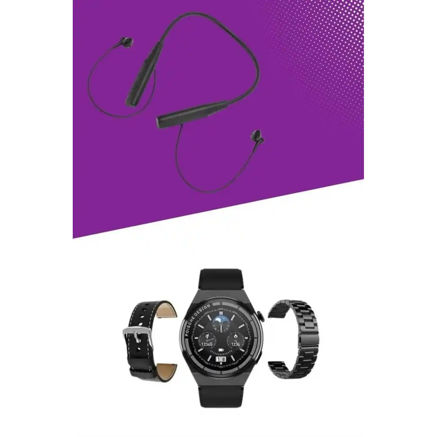 Alarm ve Titreşim Özellikli Akıllı Saat ve Mikrofonlu Kablolu Bluetooth Kulaklık 60 Saat