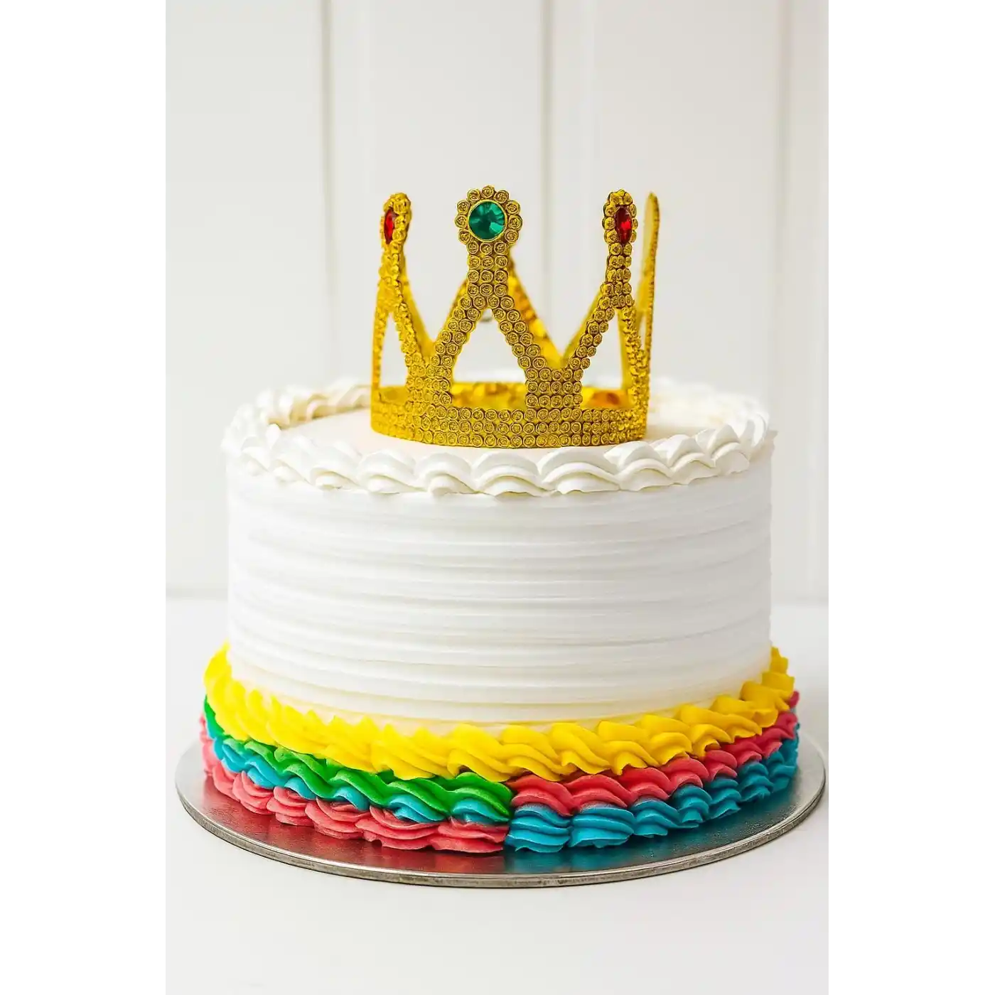 Altın Işıltılı Pasta Üstü Taç Plastik