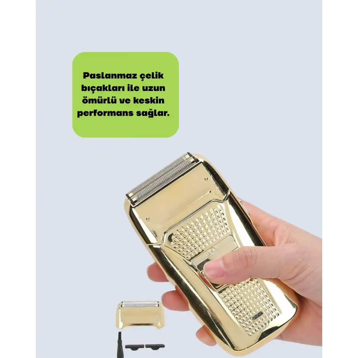 Altın Renk Kablolu Sakal Tıraş Makinesi Çelik Bıçaklı 3W Motor