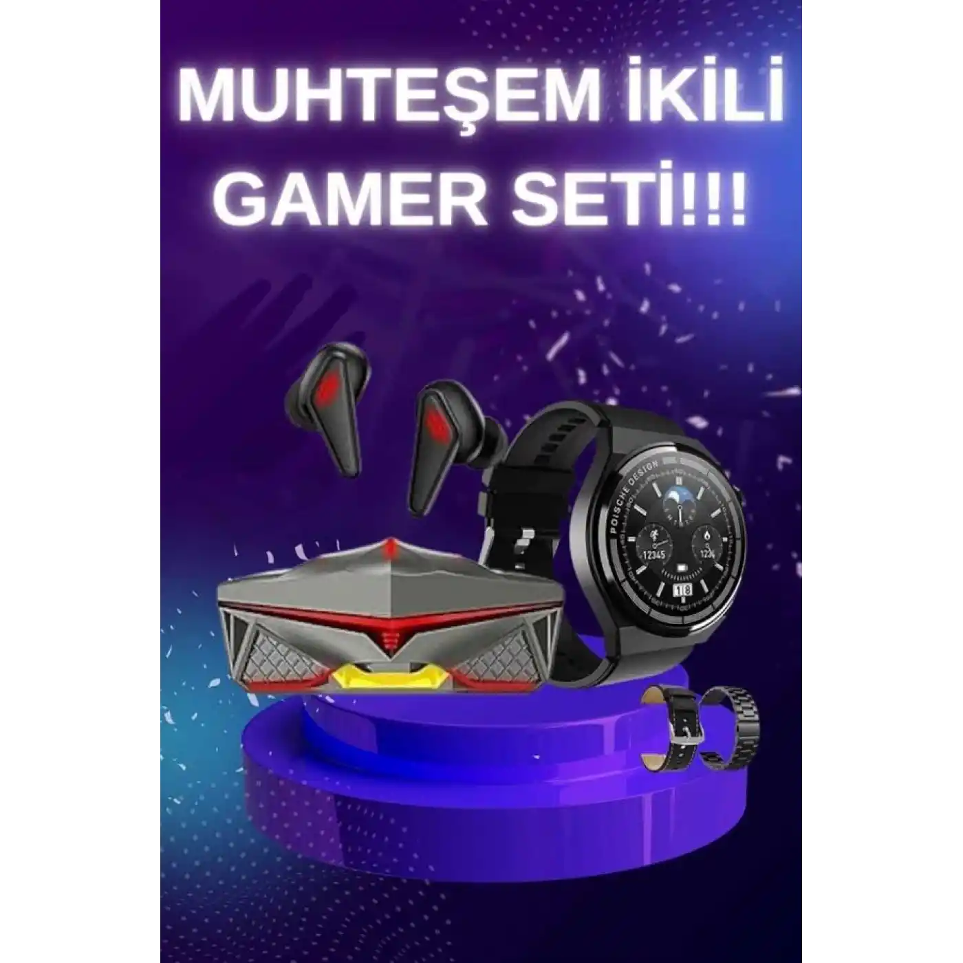 ANC Özellikli Bluetooth Kulaklık ve Amoled Ekran Akıllı Saat Uyku ve Sağlık Takibi Nabız Ölçer