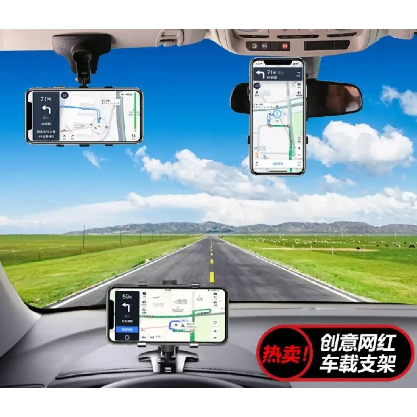 Araba Gösterge Üstüne Takılan 360 Oynar Başlıklı Telefon Tutucu