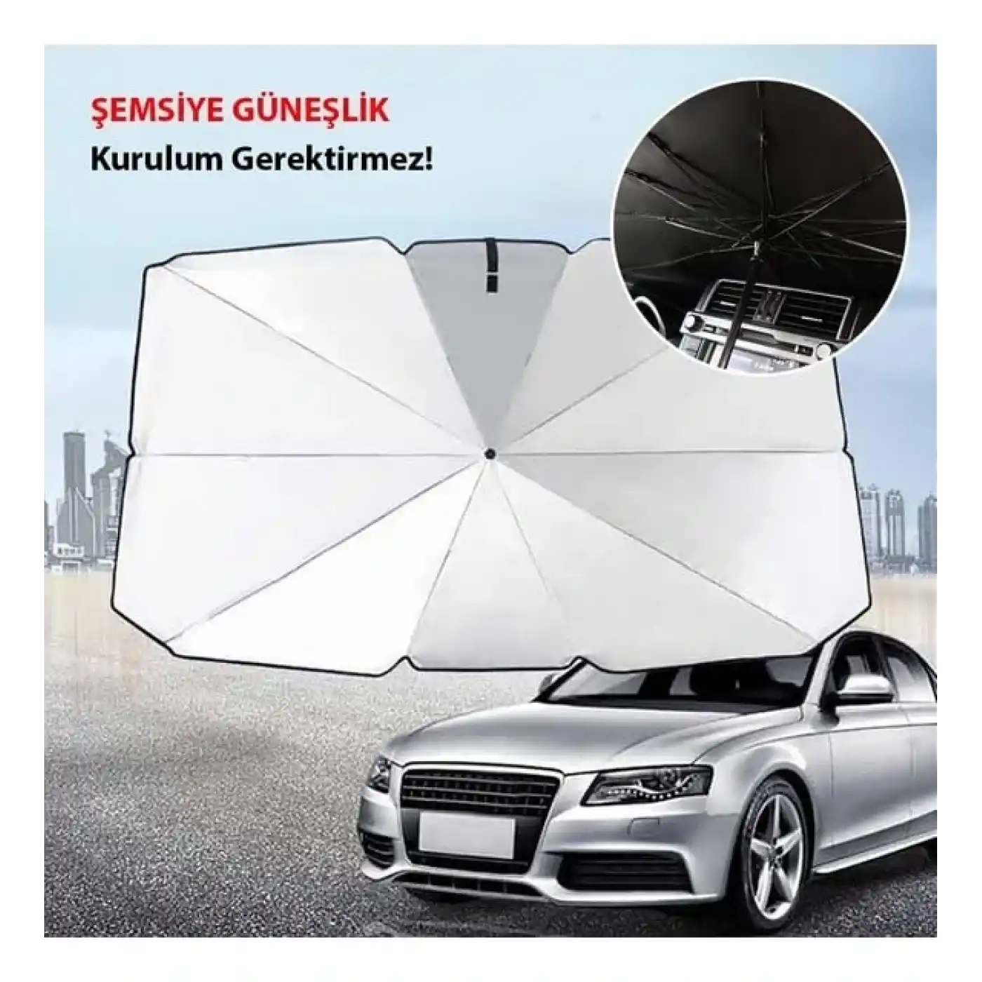 Araba Güneş Gölge Koruyucu Şemsiye Oto Ön Cam Güneşlik(145cm*79cm)