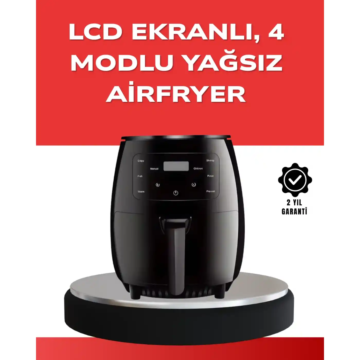 Büyük Boy 6 Litre Airfryer 2400W Sesli Uyarı LCD Ekran