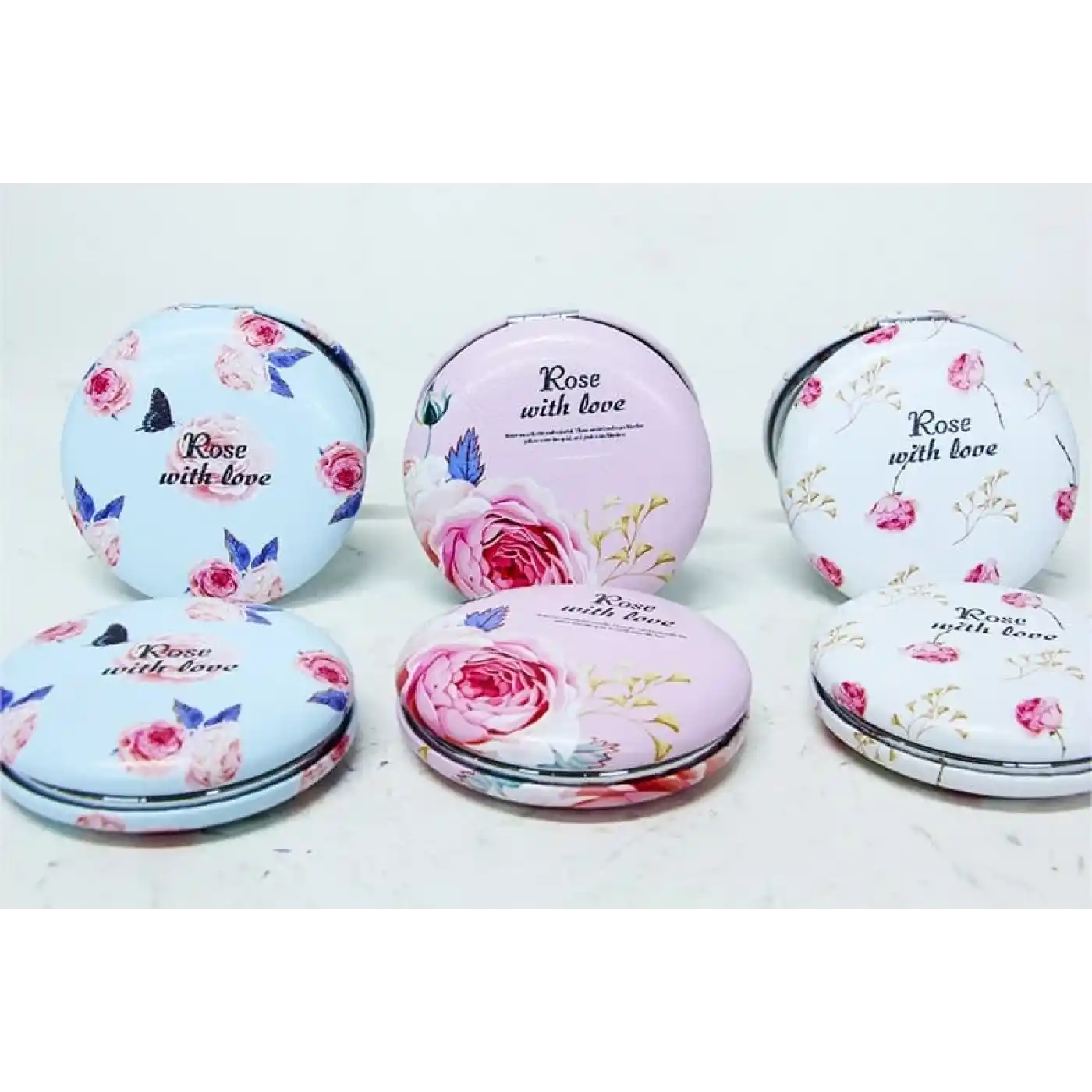 Cep Aynası Yuvarlak Tombul Flowers