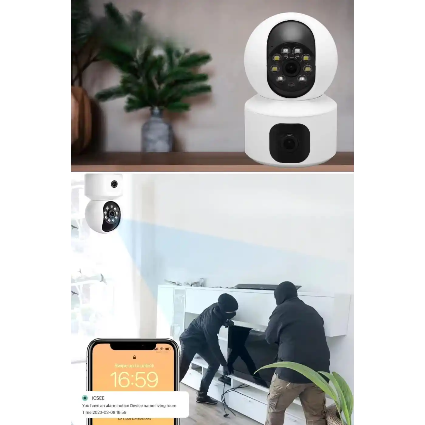 Çift Kameralı Wifi Bağlantılı Gece Görüşlü Ev Tipi Güvenlik Kamerası YoSee