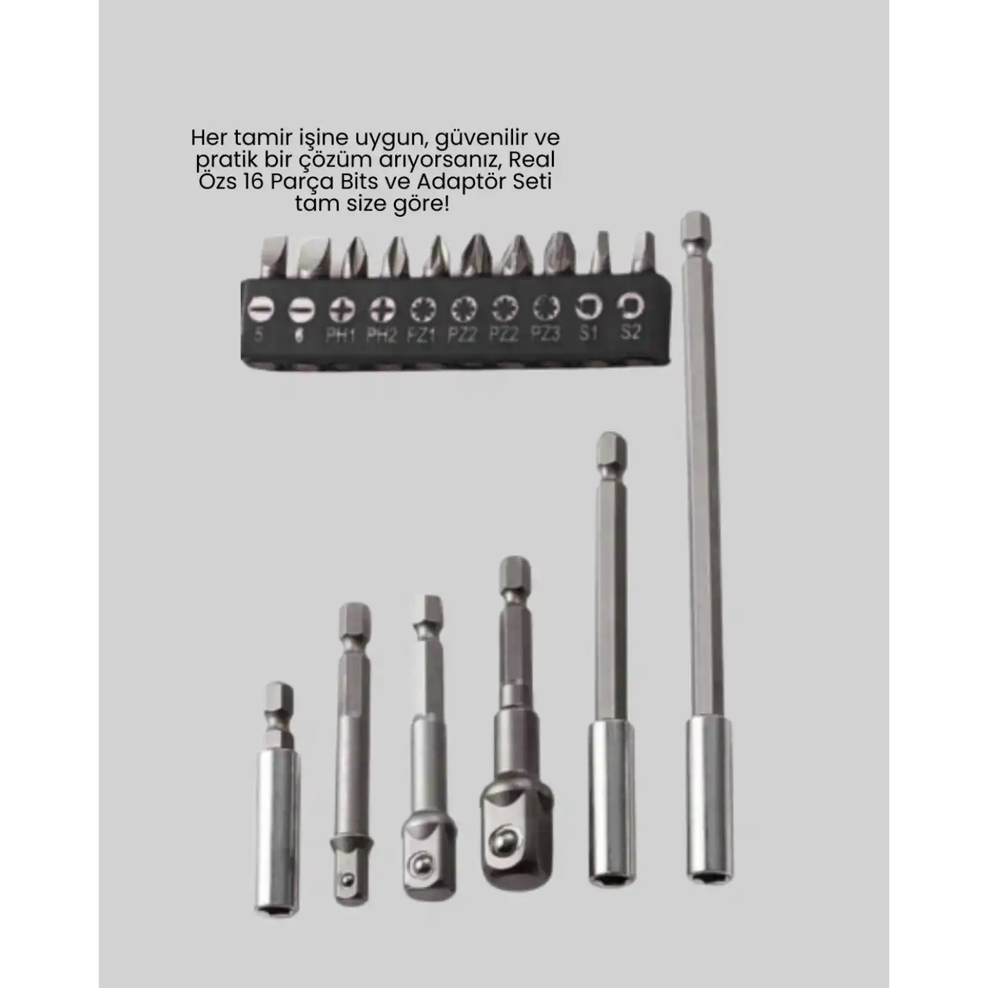 Çok Amaçlı 16lı Bits Uç Seti Dayanıklı Tornavida Adaptör