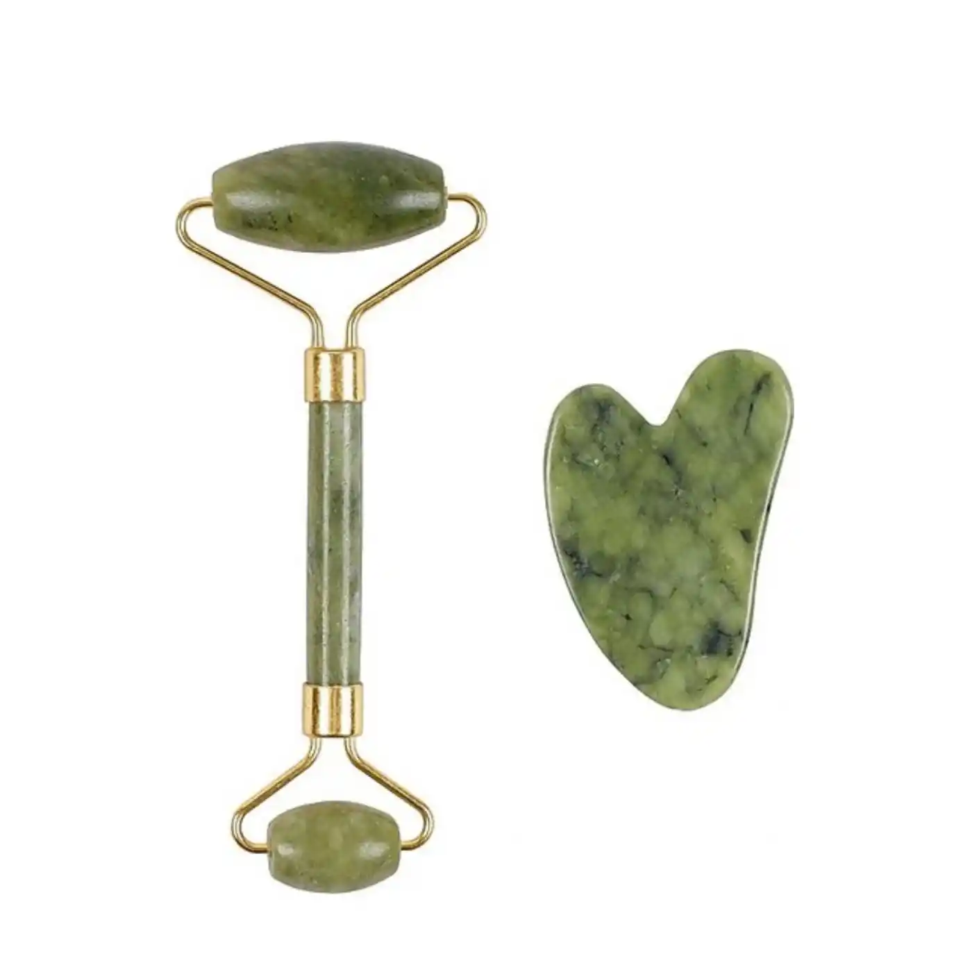 Doğal Yeşim Taşı Yüz Masaj Roller ve Gua Sha Seti 2 Parça