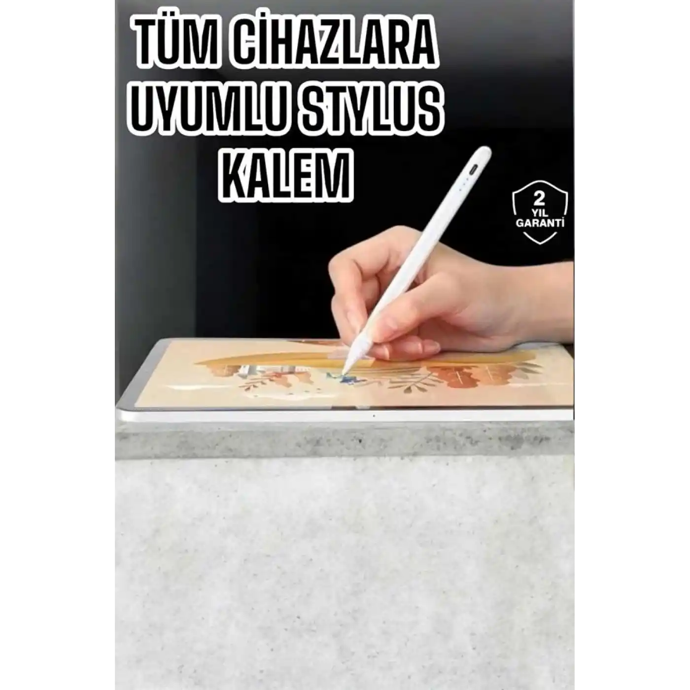 Dokunmatik Kalem Beyaz Şarjlı Yedek Uçlu Android ve İOS Uyumlu