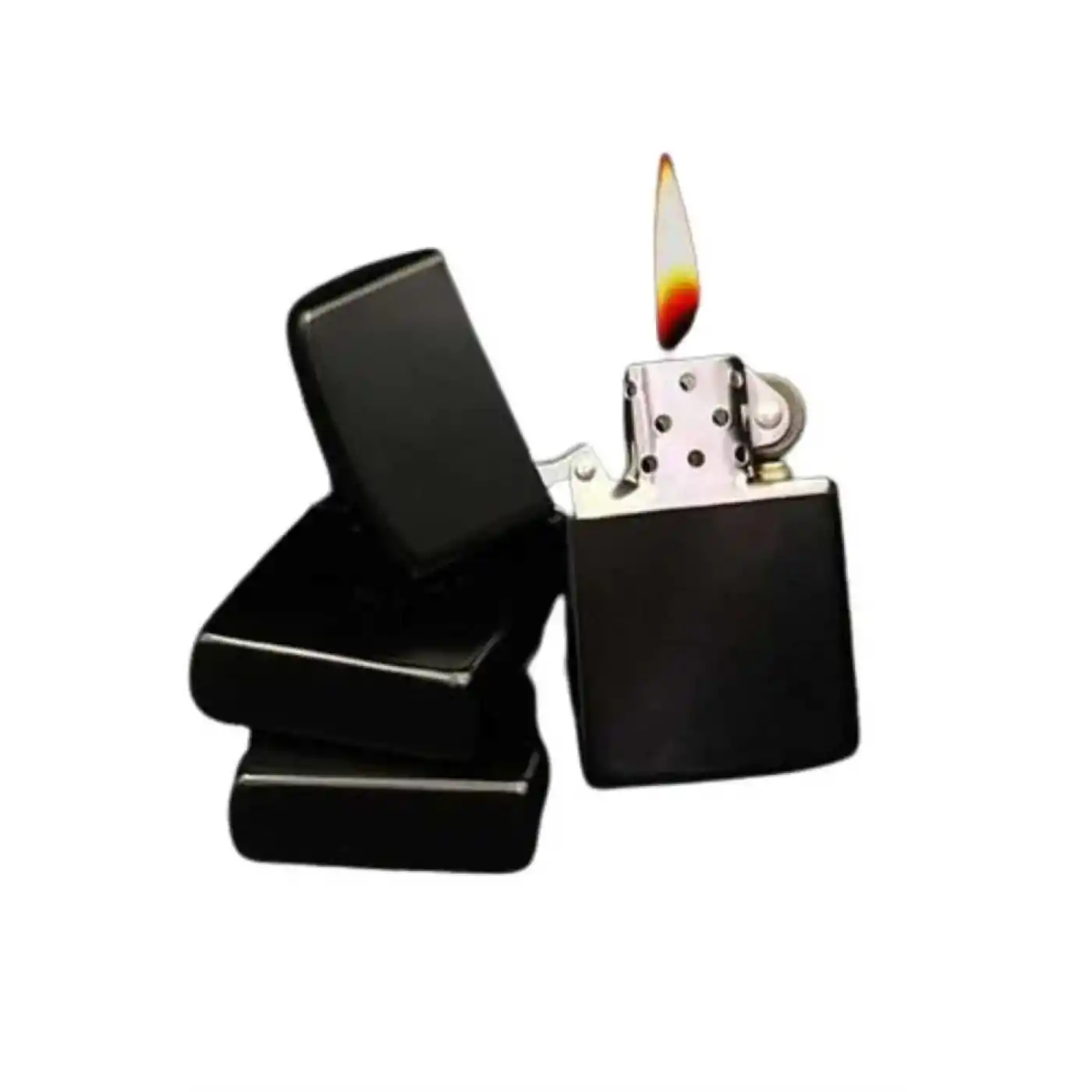 Doldurulabilir Siyah Benzinli Çakmak Metalik