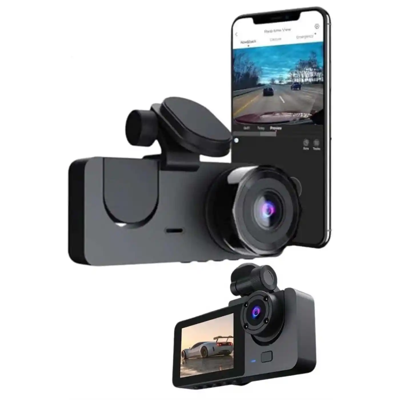 Gece Görüşlü DVR 3 Lensli Araç İçi Sürüş Kamerası Video Kaydedici