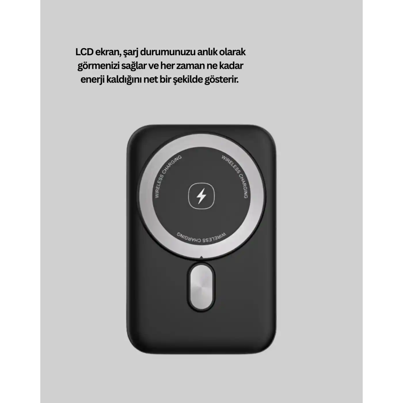 LCD Ekranlı Kablosuz Powerbank Type C ve USB Çıkışlı
