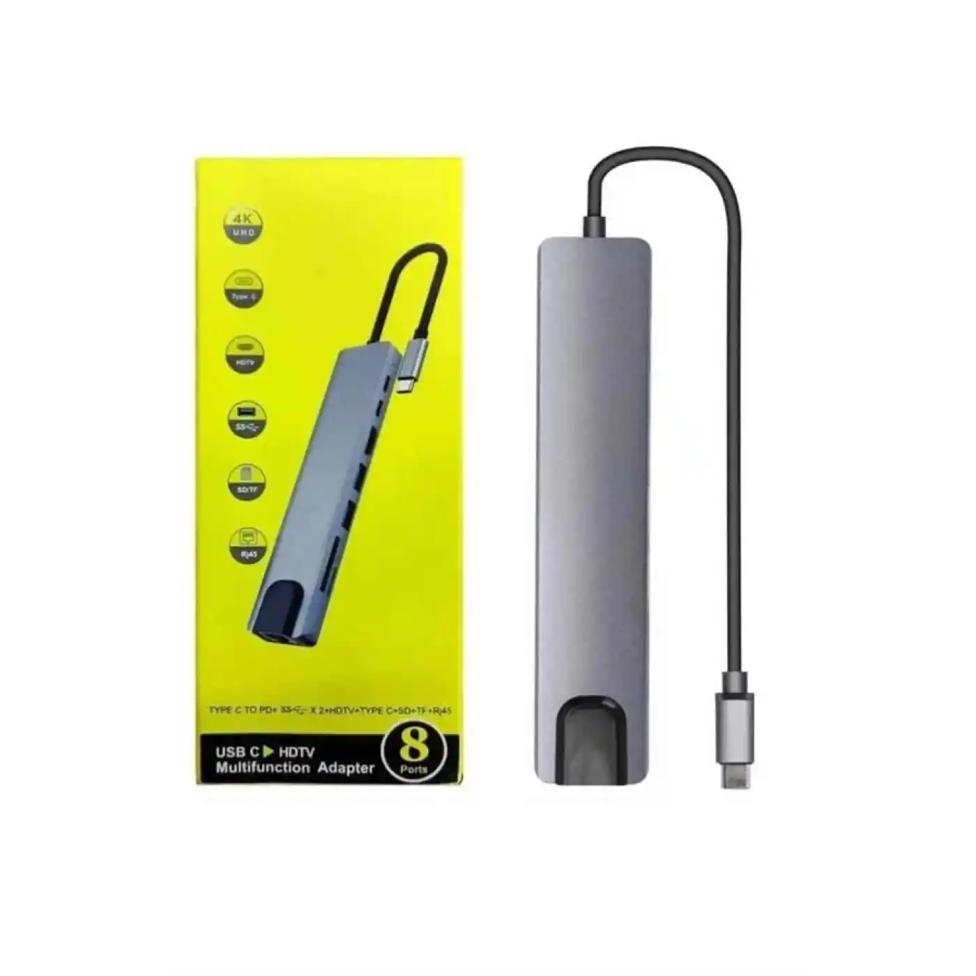 Macbook Pro/air Uyumlu USB Type-C 8 In 1 Hub Dönüştürücü Çevirici Çoklayıcı USB Hdmı Micro Sd 8 Girişli