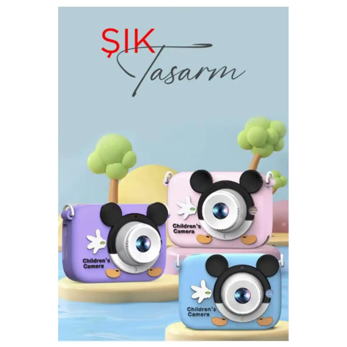 Mini 1080p Hd Çocuk Kamera Dijital Fotoğraf Makinesi 2.0 Inç Ekran 5 Adet Oyun Mor