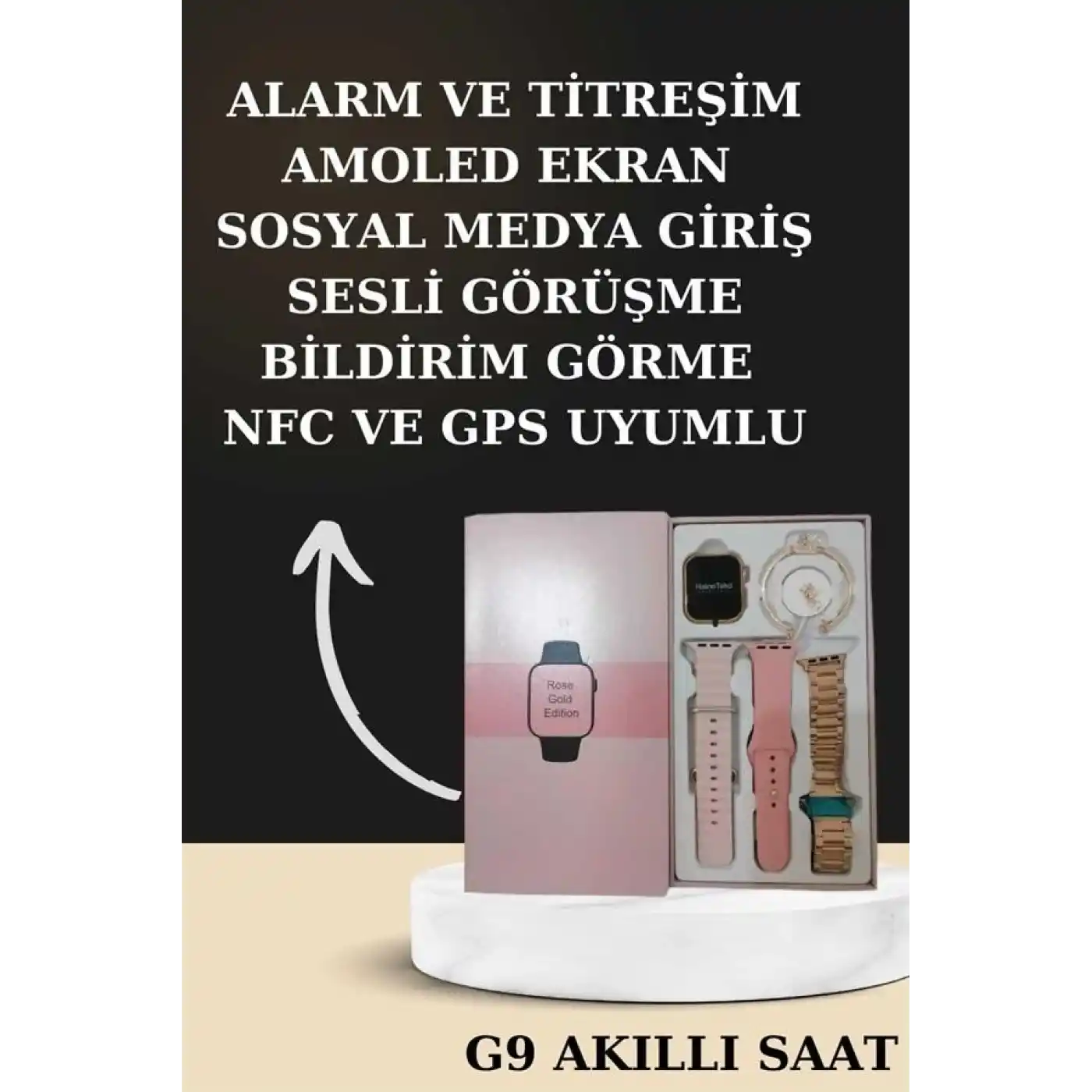 Nabız Ölçer Hediye Bileklikli Akıllı Saat ve Dijital Göstergeli Bluetooth Kulaklık Çoklu Şarj Girişi