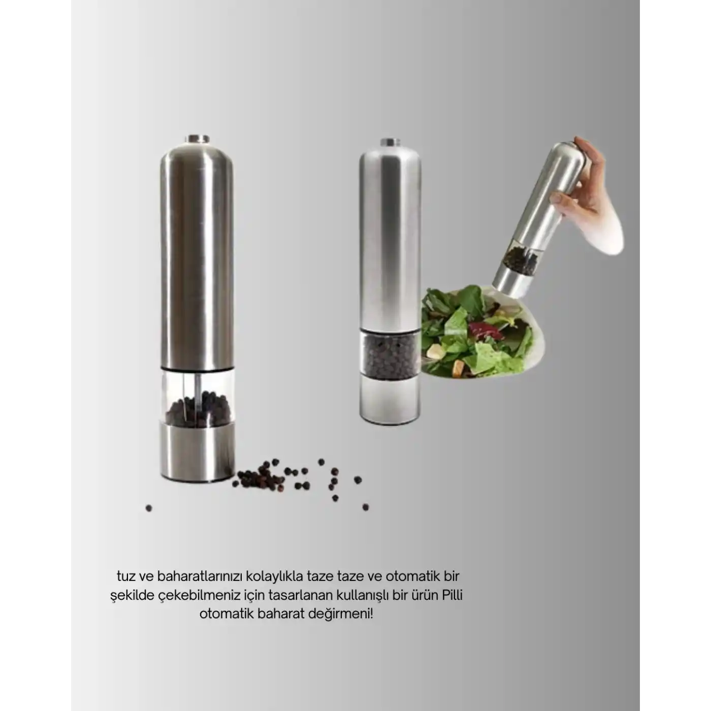 Otomatik Baharat Değirmeni Paslanmaz Gövde Ergonomik Tasarım