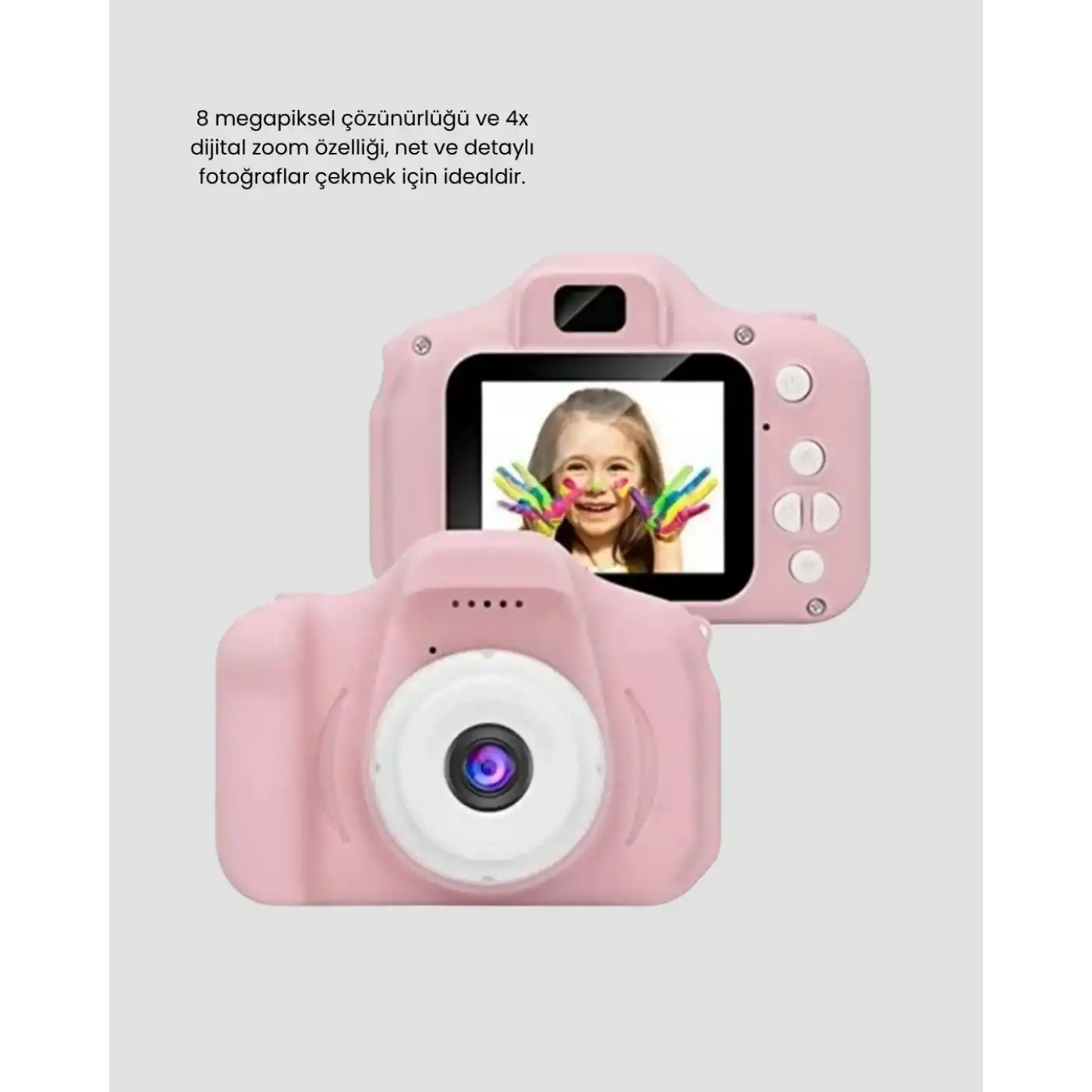 Pembe Mini 1080p HD Çocuk Kamera – 8MP, Video Kaydı,TF Kart Destekli